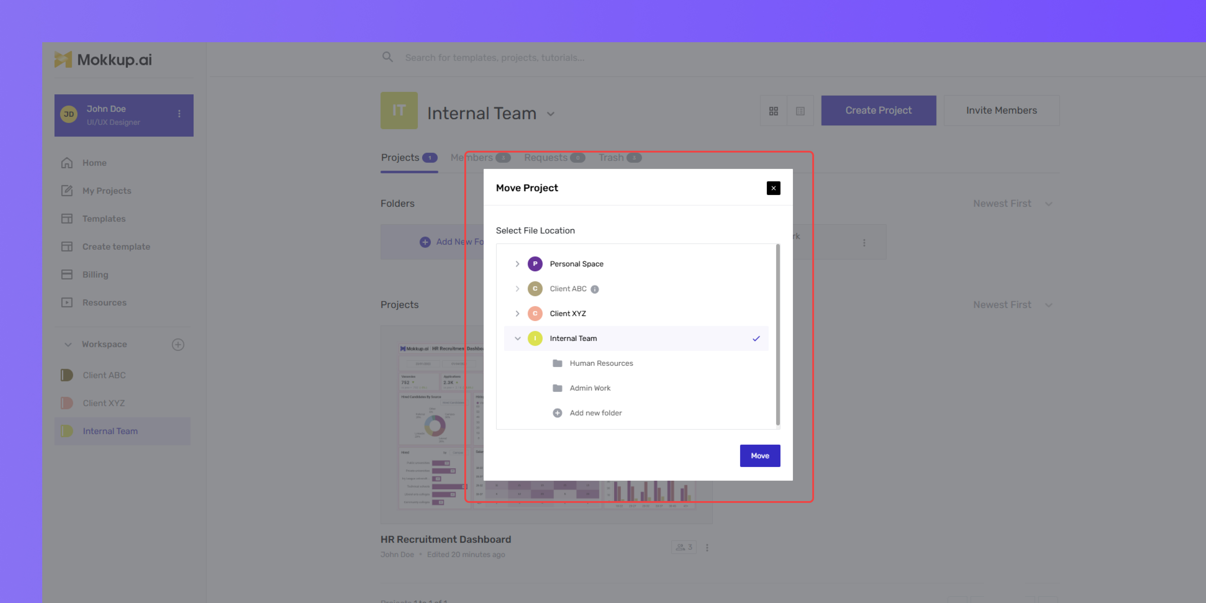 Moving Projects and Folders Between Workspaces