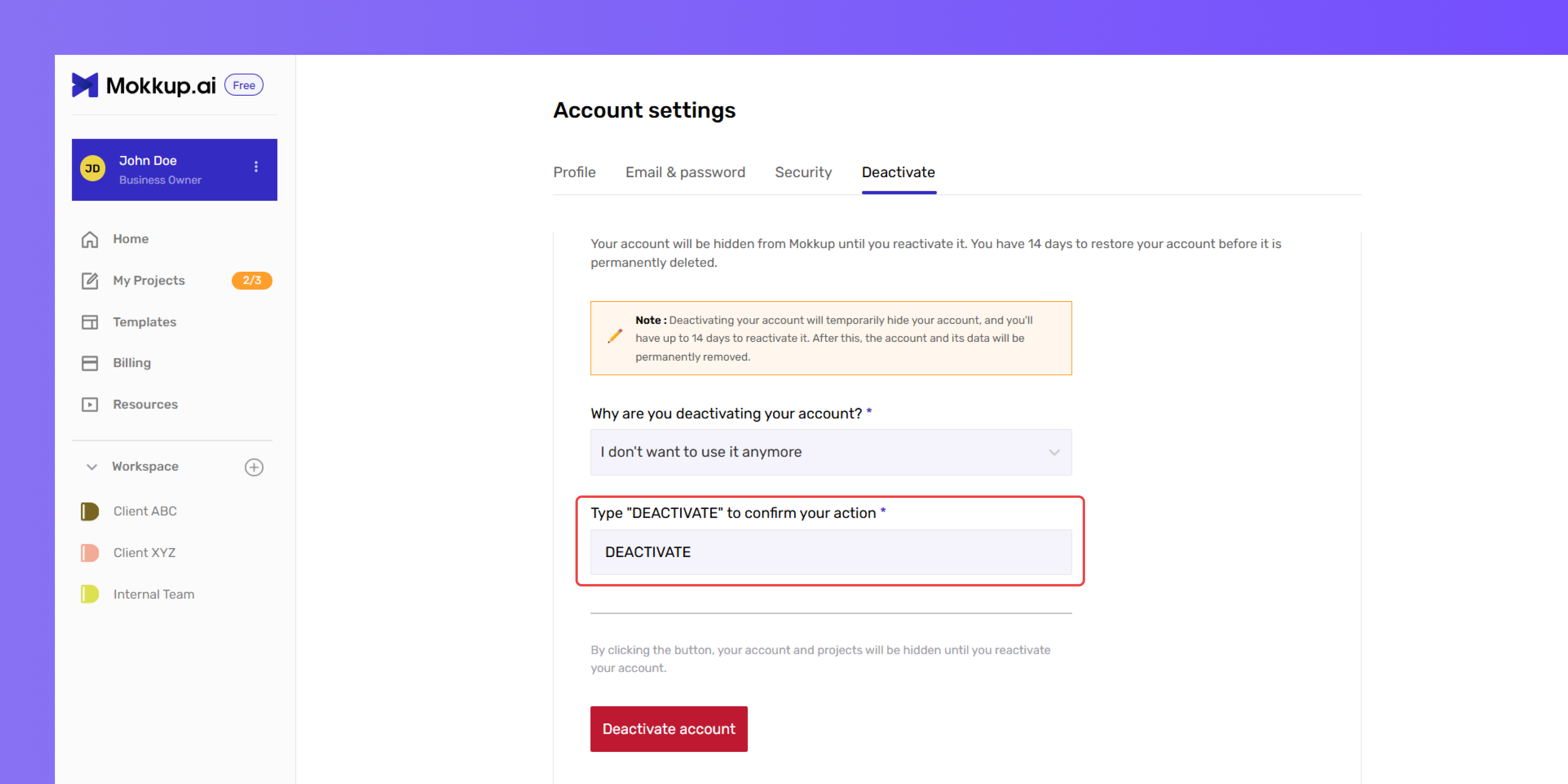 Confirmation Field